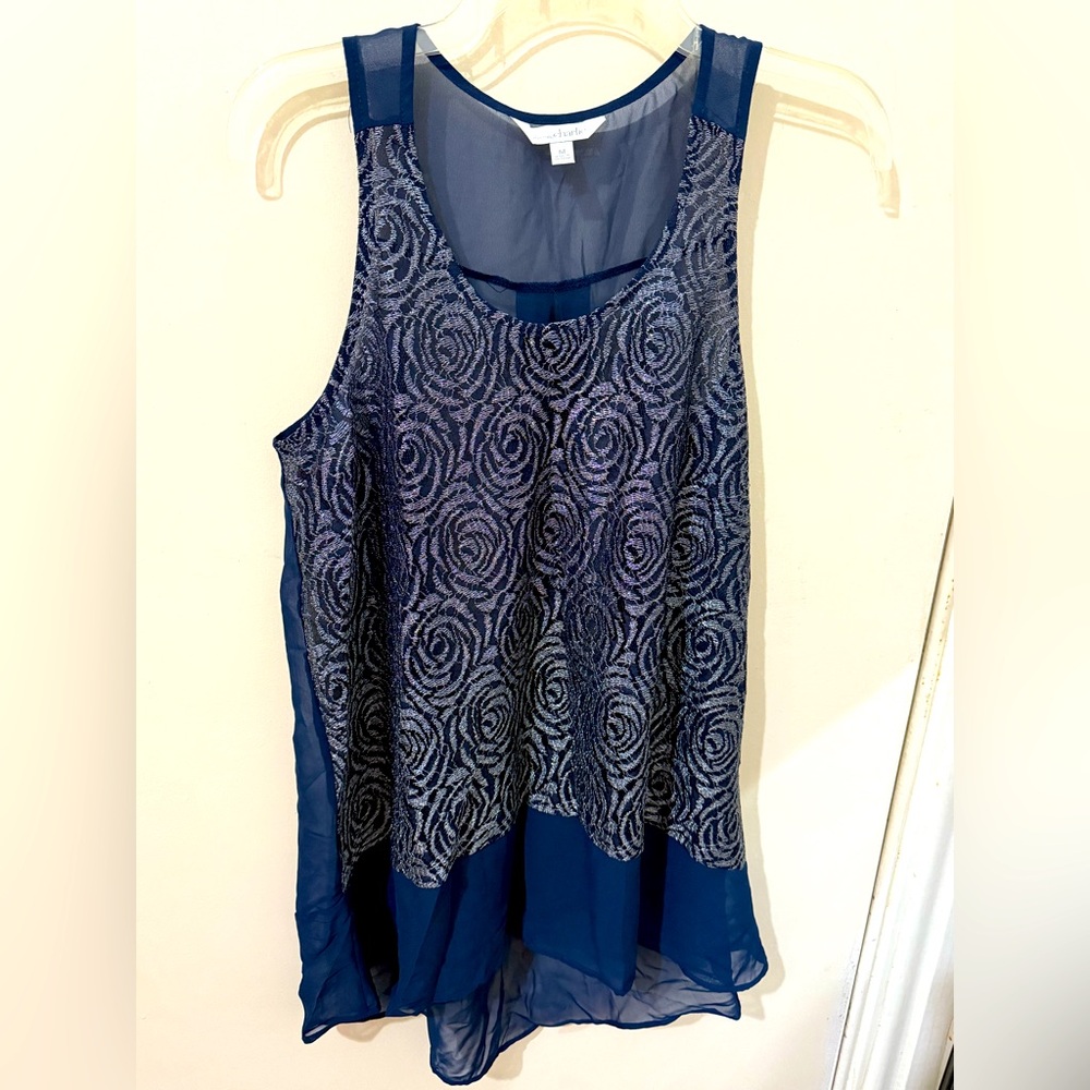 Charming Charlie rosette tank top navy blue size M NEW
